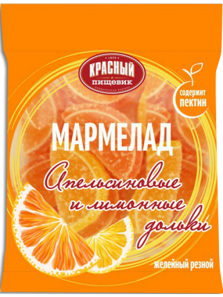 Мармелад фас. Лимонные и апельсиновые Дольки 205г*14 Кр.Пищевик Мармелад фас. Лимонные и апельсиновые Дольки 205г*14 Кр.Пищевик